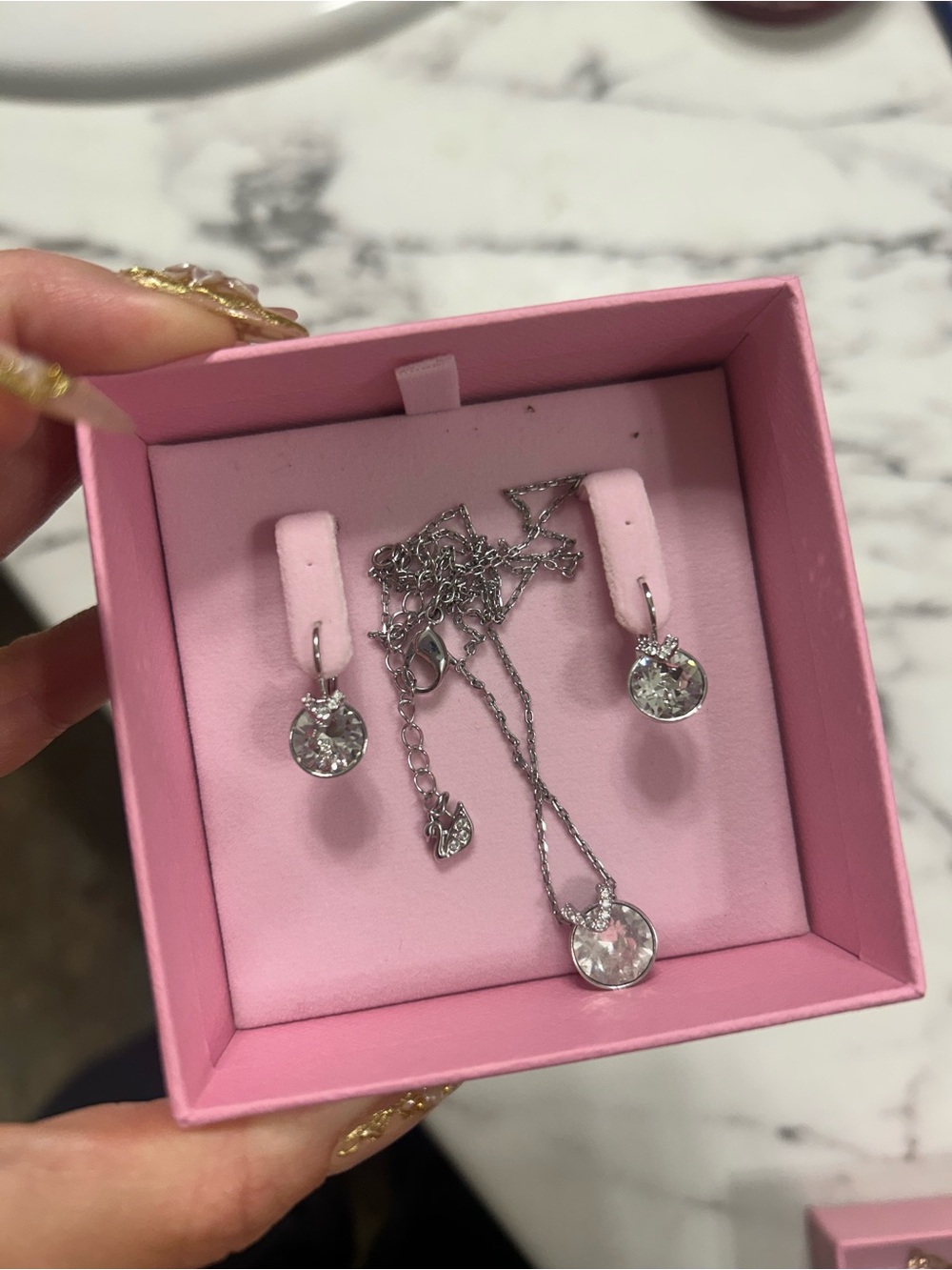 Swarovski Silver Clear Crystal Pendant Drop Earrings
